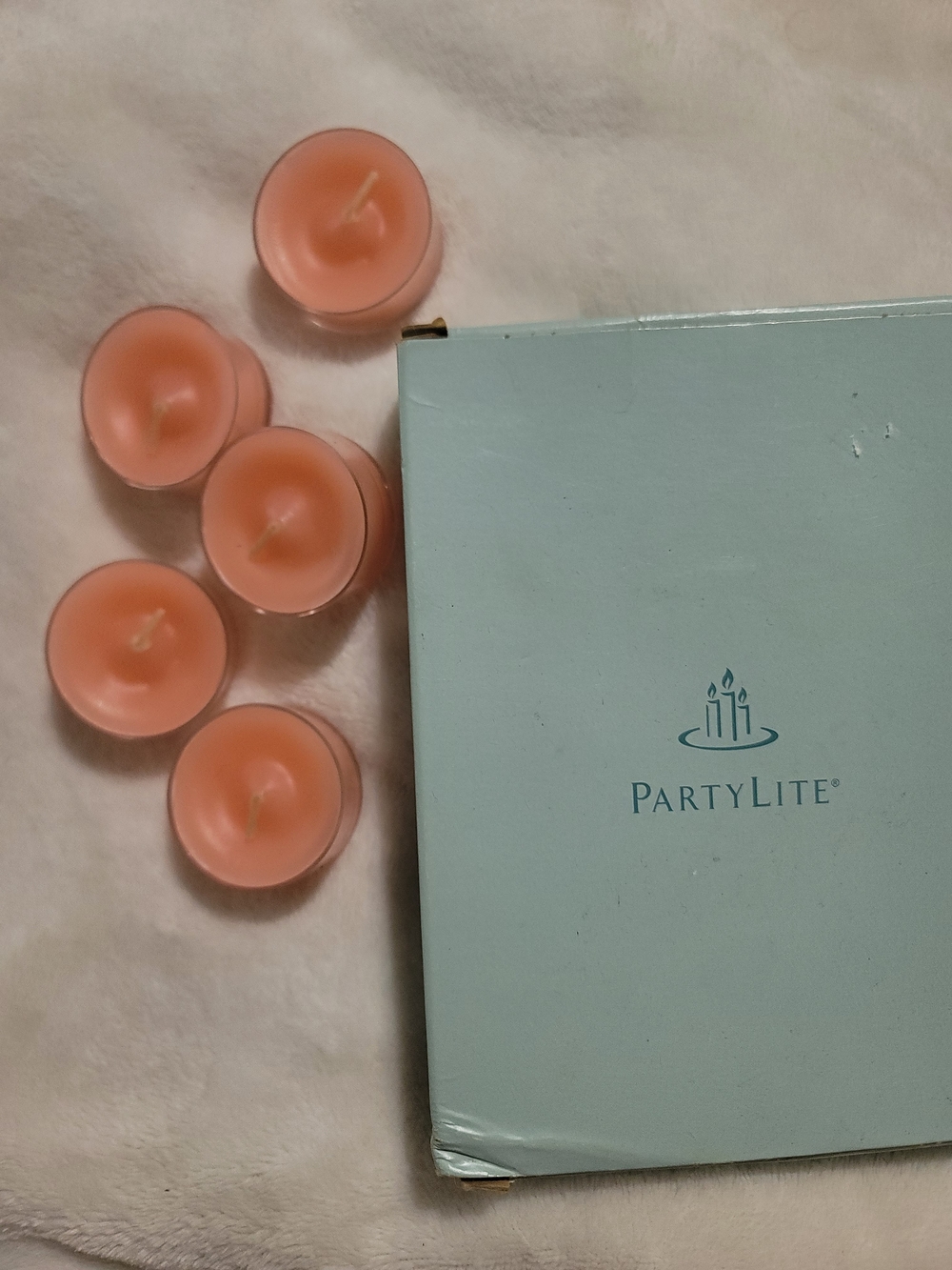 New PartyLite Hibiscus Peachy Pink Tea Light Candles - Set of 5 NIB Retired